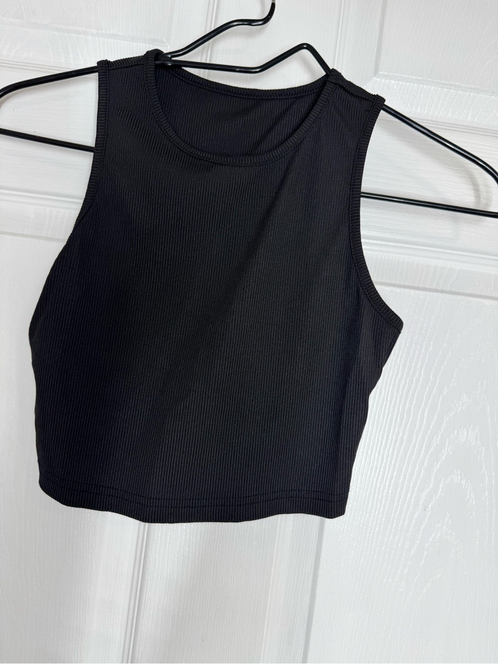 Women's Black Ribbed Sleeveless Crop Top